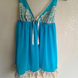 Victoria's Secret y2k Blue Chiffon Lace Ruffle sz M